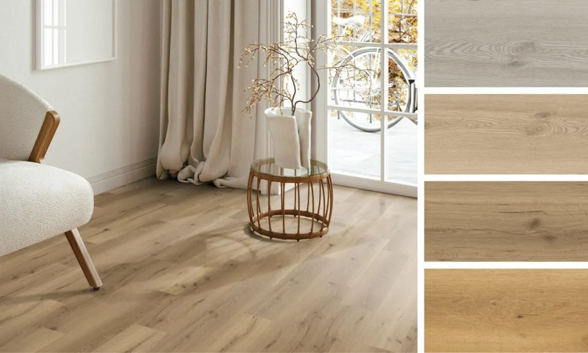 Verlegter Holzboden in einem hellen Wohnzimmer